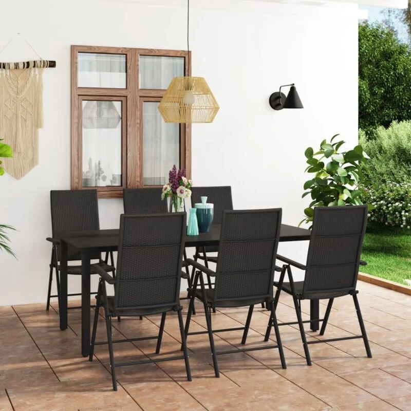 Image of VIDAXL 7 Piece Garden Dining Set Black vidaXL 8720286228166