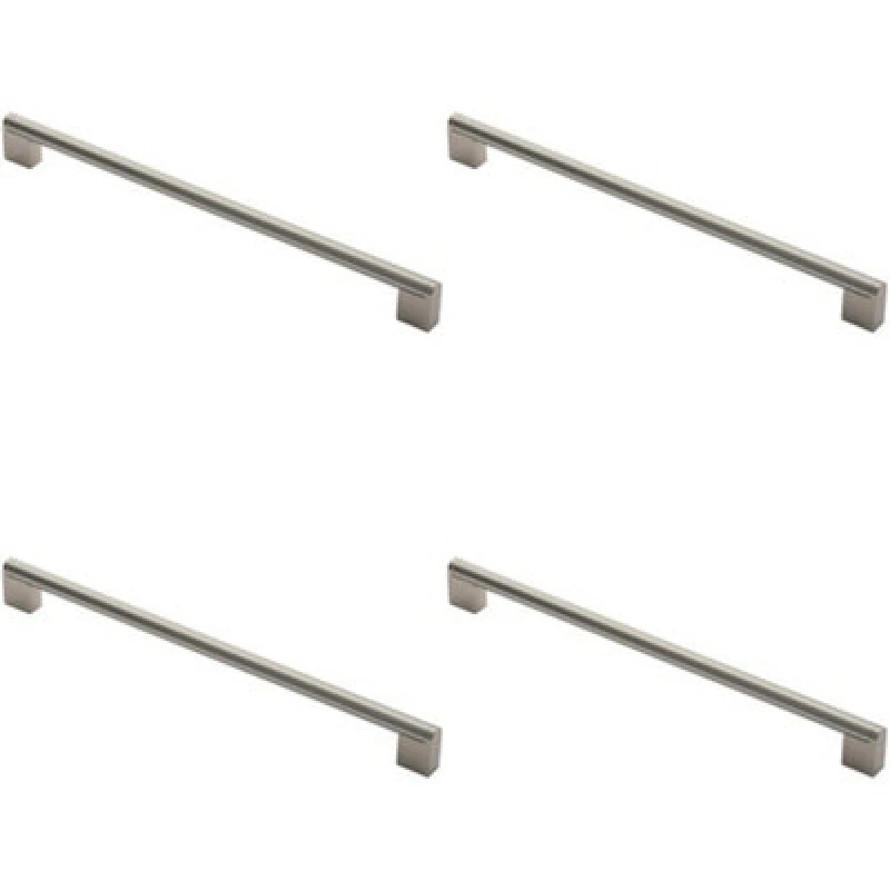 Image of Loops 4x Round Bar Pull Handle 360 x 14mm 320mm Fixing Centres Satin Nickel & Steel Metallics unisex