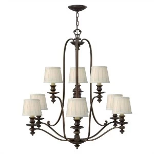 image of 9 Light Multi Arm Chandelier Royal Bronze Finish, E14