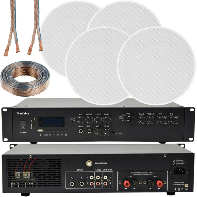 Image of Loops 400W Bluetooth Sound System 4x 8 Slim Ceiling Speaker Channel HiFi Amplifier Multi unisex
