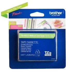 Image of Brother TZe-MQG35 P-touch Label Tape (12mm x 5m) White On Lime