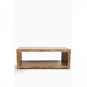 image of Mango Wood-Effect Coffee Table with Shelf