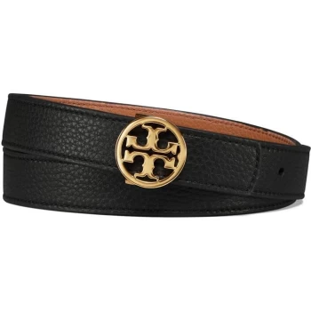 image of Tory Burch Tory Burch 1" Logo Belt - Black/Gold