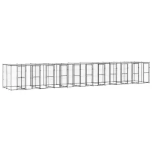 Image of Vidaxl Outdoor Dog Kennel Steel With Roof 26.62 M