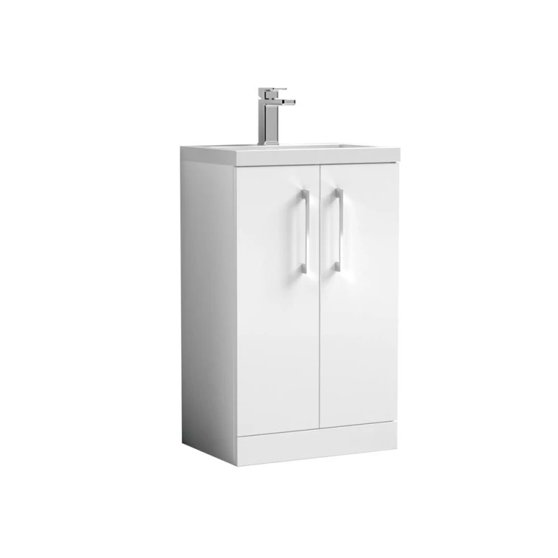 Image of Balterley Compact Floor Standing 2 Door Vanity Polymarble Basin White 500mm White