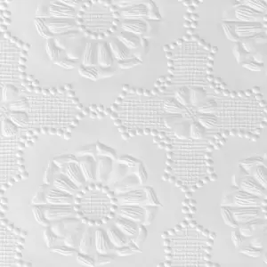 image of Anaglypta Supaglypta White Alexander Textured Wallpaper