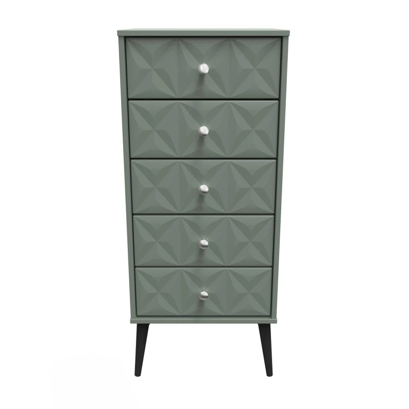 Image of Toledo 5 Drawer Tallboy In Reed Green (Ready Assembled)