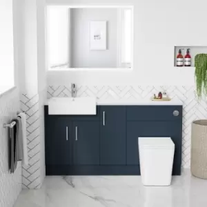 Image of 1500mm - 1800mm Blue Toilet and Sink Unit with Matt Worktop and Chrome Fittings - Coniston