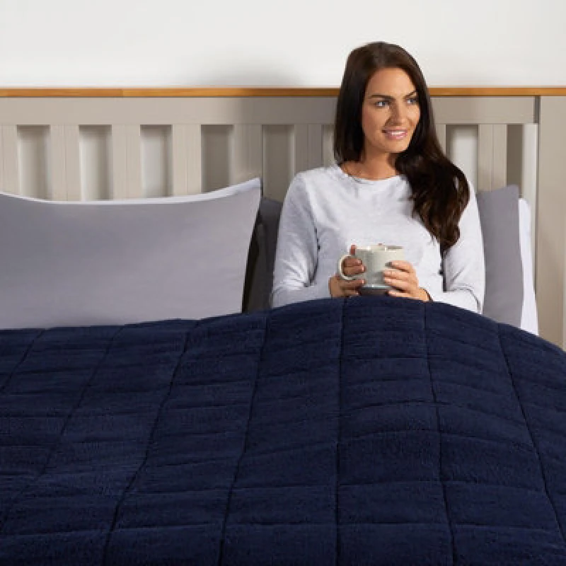 Image of OHS OHS Teddy Fleece Sensory Sleep Therapy Weighted Blanket 125 x 180cm 6kg in Dark Navy Size: 125cm x 150cm Dark Navy 125cm x 150cm Unisex 5027434