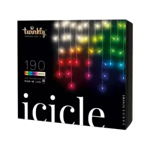 image of Twinkly Icicle 190 Smart LED Icicle Lights - Multicoloured/Warm White