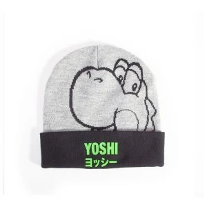 image of Nintendo - Yoshi Face Unisex One Size Beanie - Grey/Black