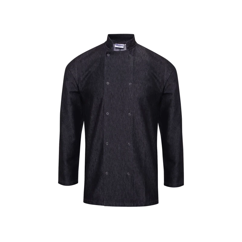 Image of Premier Premier Denim Chefs Jacket Pack of 2 in True Black Size: 2X-large True Black XXL Unisex 5059269108175