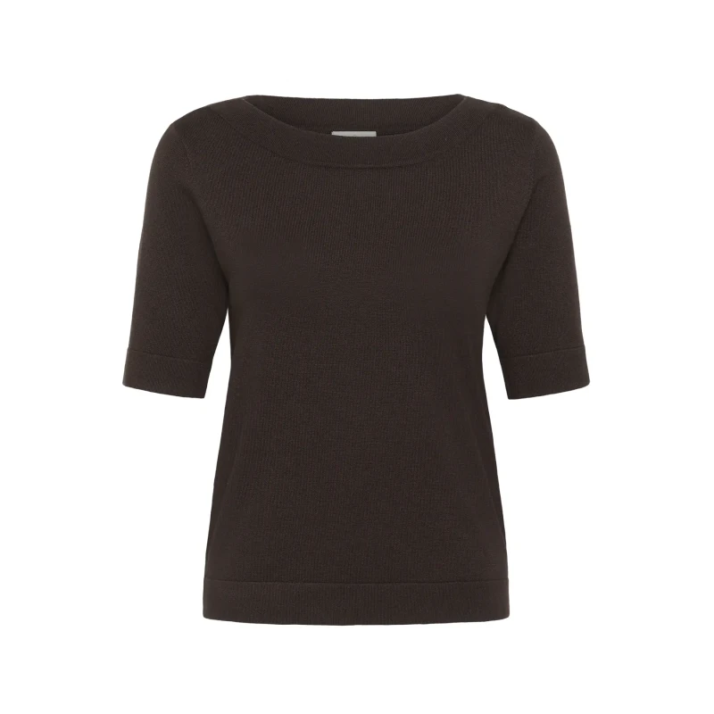 Image of Kaffe Womens boat neck sweater KAFFE Lizza Solid Marron Female L