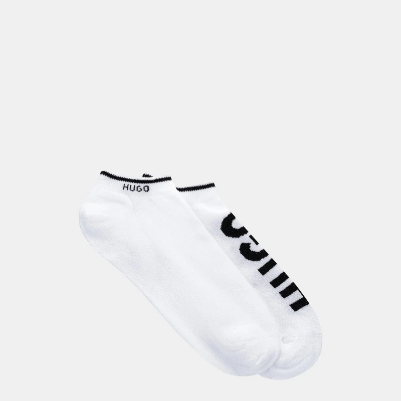 Image of Hugo 2 Pack Logo Ankle Socks Trainer Socks 5-8.5 White 41233001055