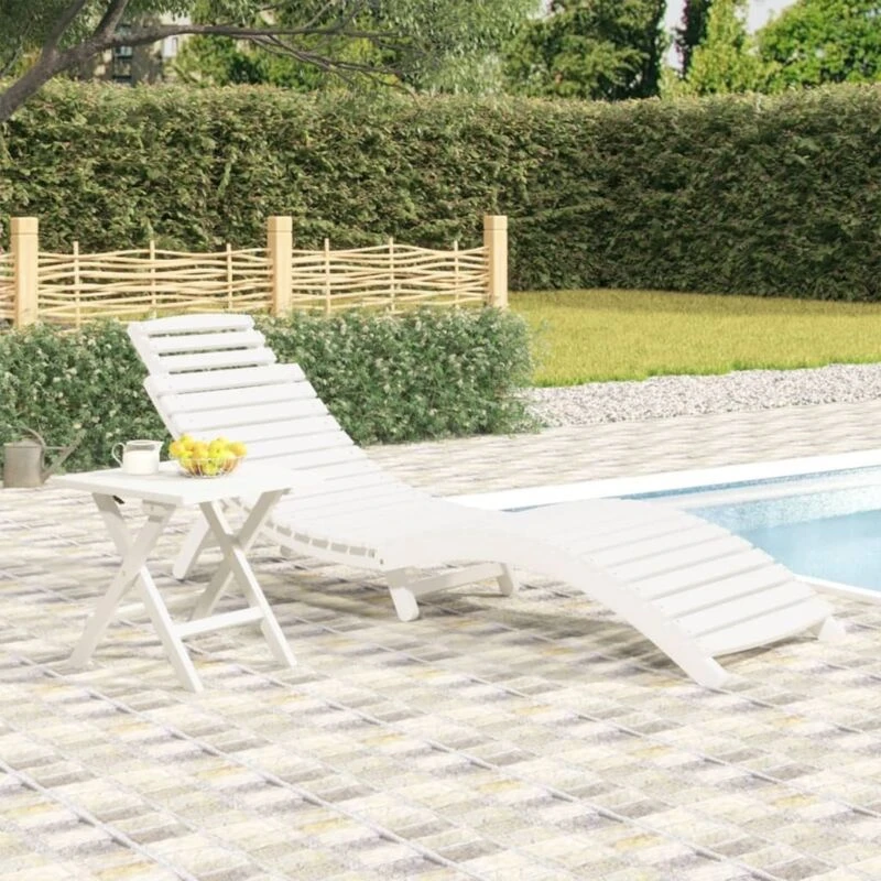 Image of VIDAXL Sun Lounger White 184x55x64cm Solid Wood Acacia Vidaxl 8720845762964