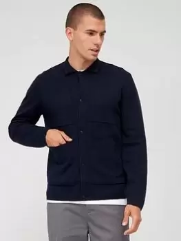 Image of Ted Baker Abbeyrd Knitted Overshirt - Navy, Size 3, Men
