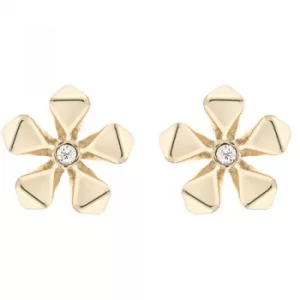 image of Ladies Karen Millen Gold Plated Petite Geo Flower Stud Earring