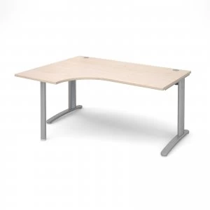 image of TR10 Left Hand Ergonomic Desk 1600mm - Silver Frame maple Top