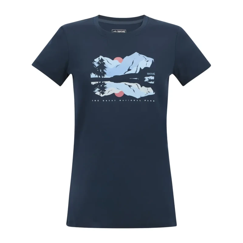 Image of Regatta Womens Fingal Short Sleeved Graphic T-Shirt in Dark Navy Size: 14 Dark Navy Female 14