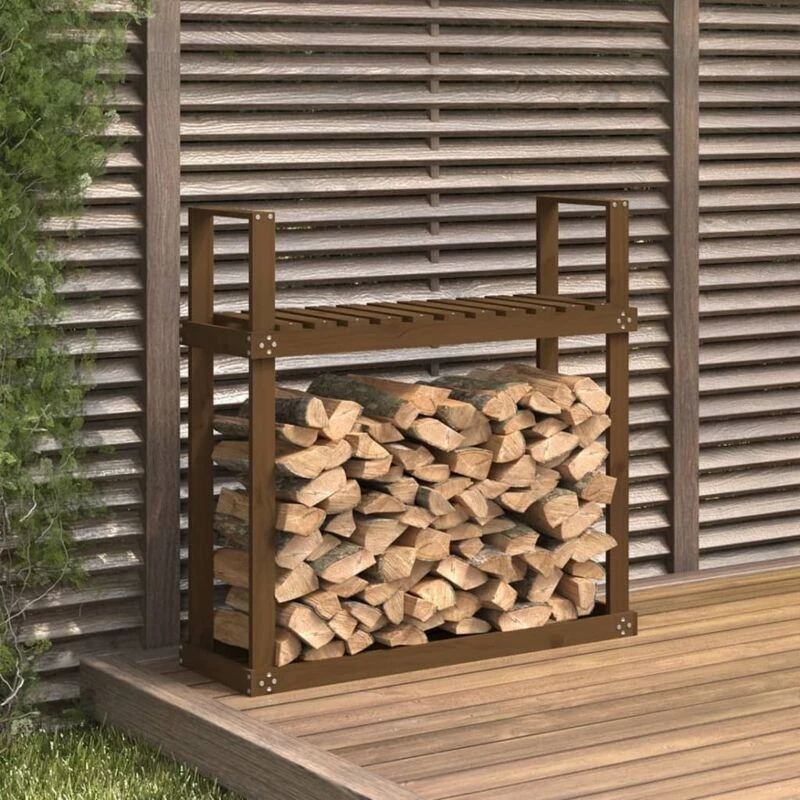 Image of vidaXL Firewood Rack Honey Brown 110x35x108.5cm Solid Wood Pine, Brown 823860