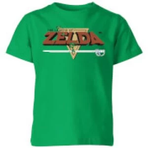 Image of Nintendo The Legend Of Zelda Retro Logo Kid's T-Shirt - Kelly Green - 9-10 Years