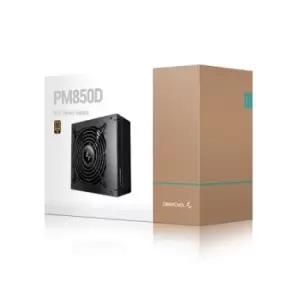 Image of DeepCool PM850D 850W Power Supply Unit 120mm Silent High Performance Fan 80 PLUS Gold Non Modular UK Plug Flat Black Cables Japanese Bulk Capacitors