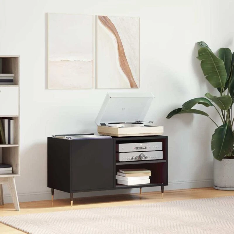 Image of VIDAXL Record Cabinet Black 85x38x48cm Engineered Wood Vidaxl 8720845877040