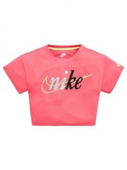 Image of Nike Sportswear Younger Girls Cropped T-Shirt - Pink, Size 6-7 Years, Women