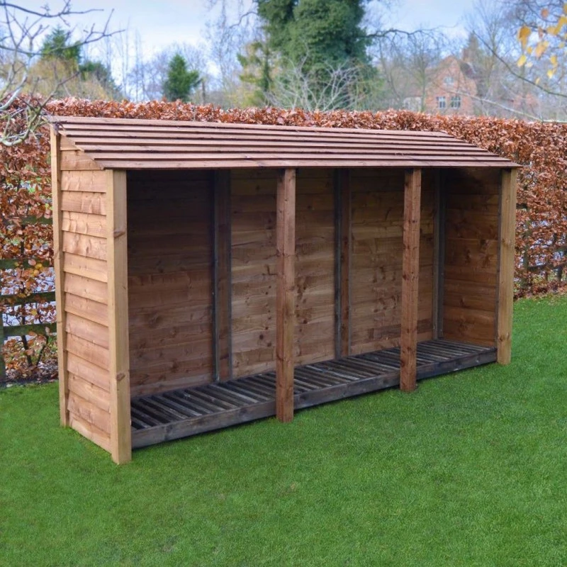 Image of Rutland County Garden Furniture Ltd Empingham 6ft Log Store - L80 x W340 x H181cm - Rustic Brown Brown Unisex