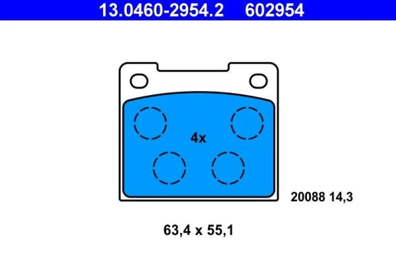 Image of ATE 13.0460-2954.2 Brake pad set excl. wear warning contact Brake Pad Set,disc brake (402)