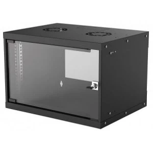 image of Intellinet 19" Basic Wallmount Cabinet 6U 400mm Deep IP20-Rated Housing Max 50kg Flatpack Black