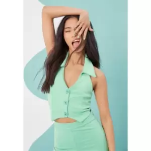 Missguided Jersey Tailored Halter Waistcoat - Green