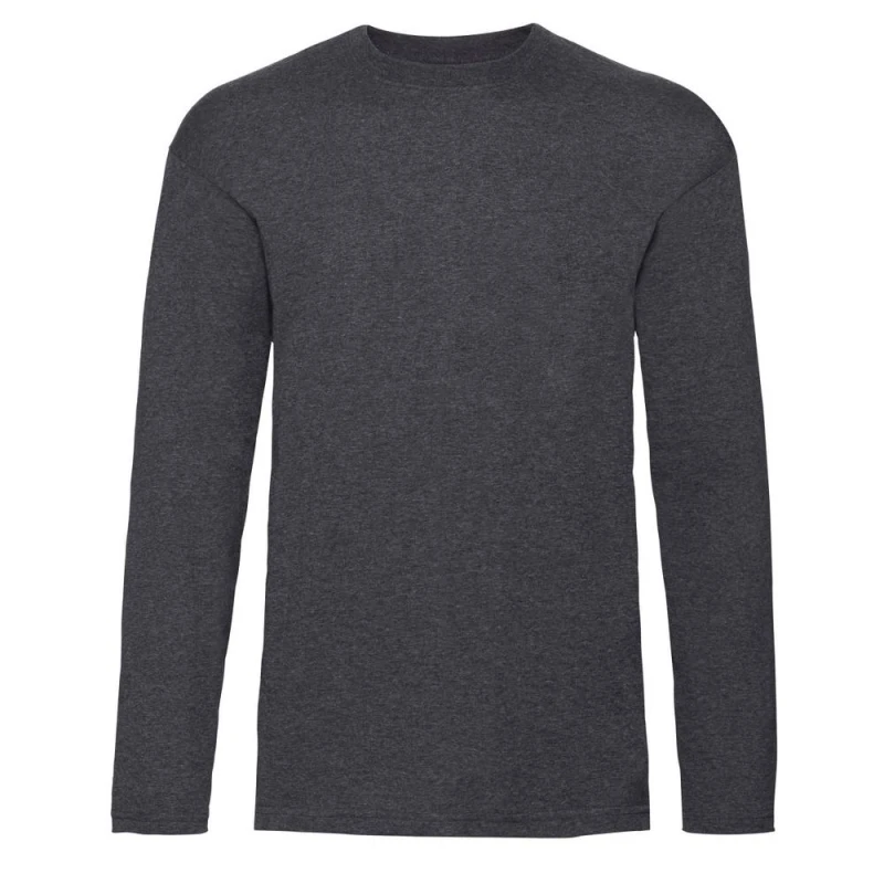 Image of Fruit of the Loom Long Sleeve T-Shirt Pack of 2 in Grey Size: 12-13 Years Grey Unisex 12-13 Years