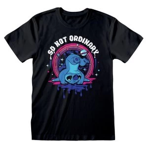 Image of Disney - Lilo & Stitch Not Ordinary Unisex Large T-Shirt - Black