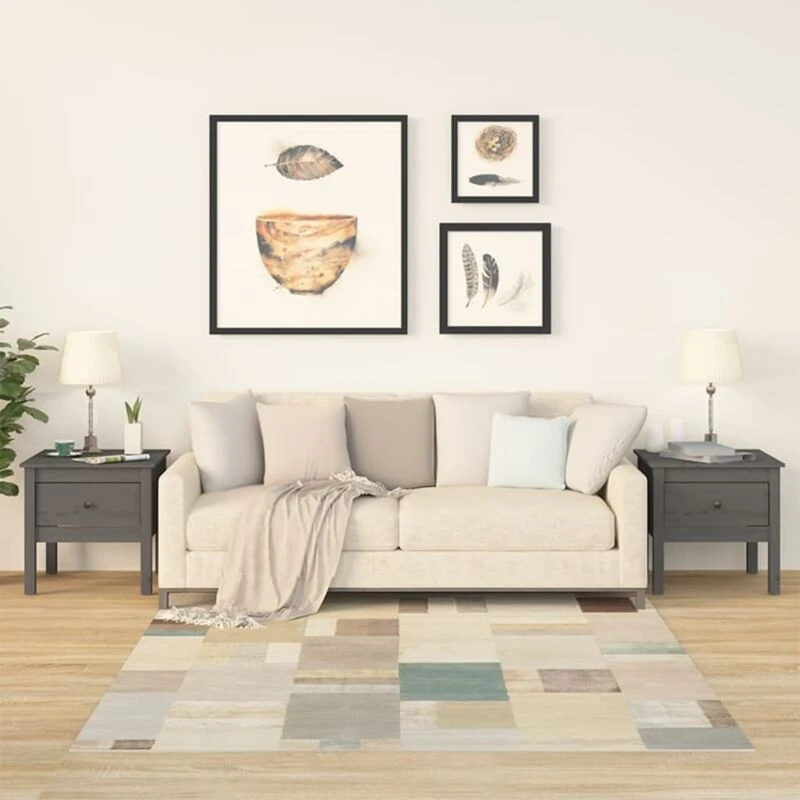 Image of VIDAXL Side Tables 2 pcs Grey 50x50x49cm Solid Wood Pine vidaXL 8720286922903