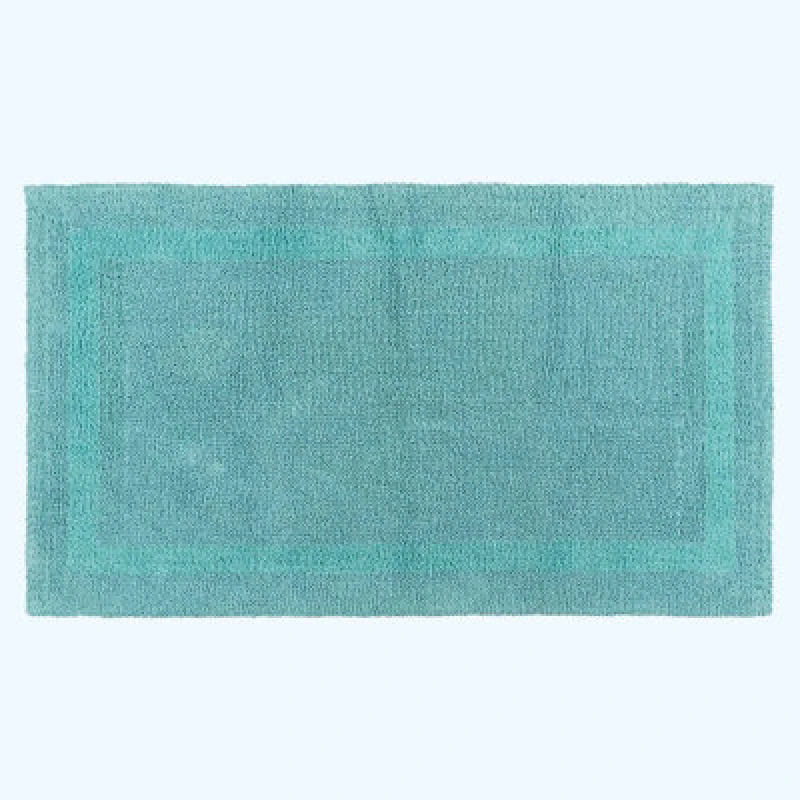 Image of Homescapes Luxury Reversible Cotton Bath Mat - Aqua