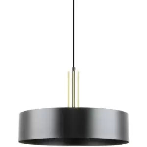 image of Zumaline Leo xl Dome Pendant Ceiling Light, Matt Black, Gold, 1x E27