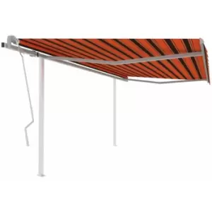 image of Vidaxl - Manual Retractable Awning with Posts 4.5x3 m Orange and Brown Multicolour