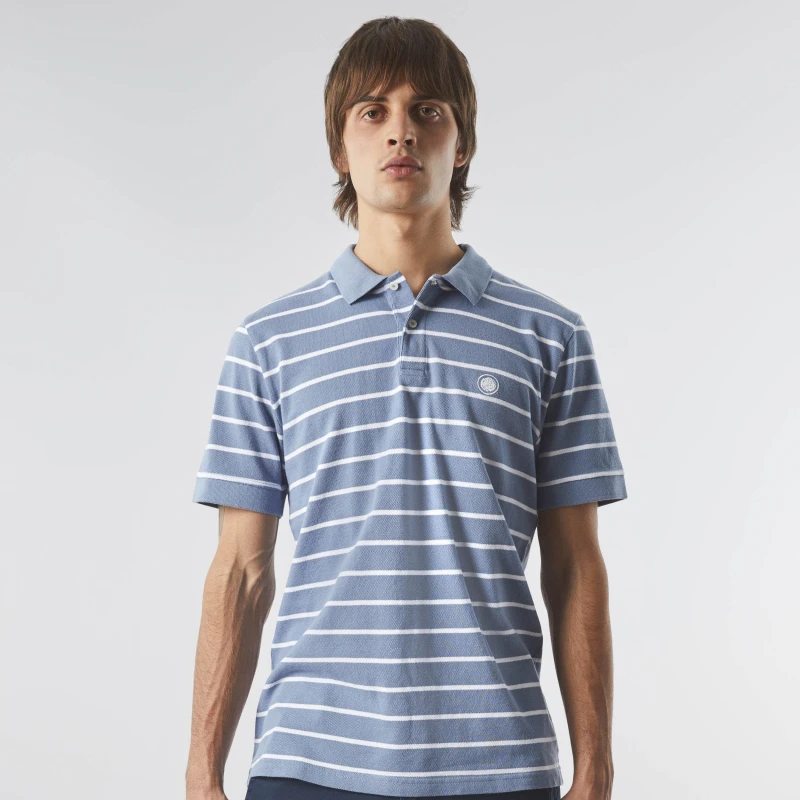 Image of Pretty Green Mens Orion Striped Short-Sleeve Polo Shirt Blue male Small
