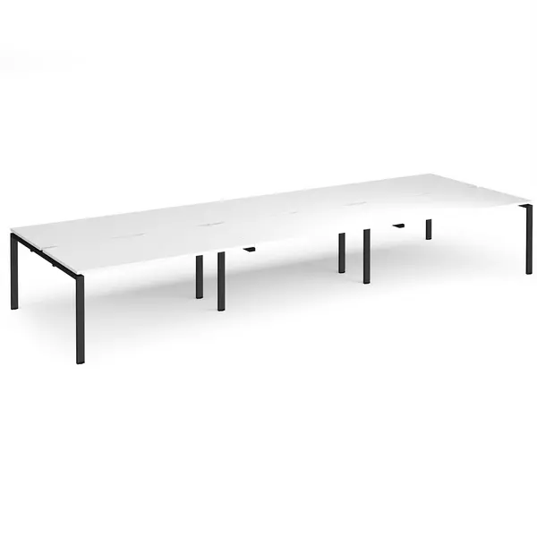 image of Adapt 6 Seater Back to Back Straight Black Frame Cluster Desks - 4800mmx1600mm - White