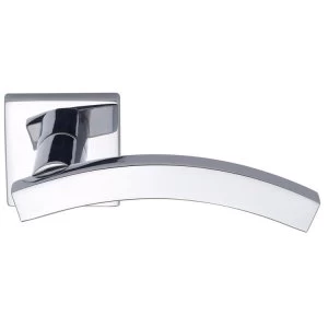 image of Jedo Paja Kubus Curved Door Handle on Square Rose