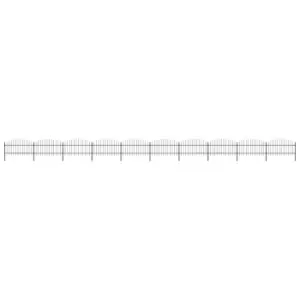 Image of Vidaxl Garden Fence With Spear Top Steel (1-1.25)x17 M Black