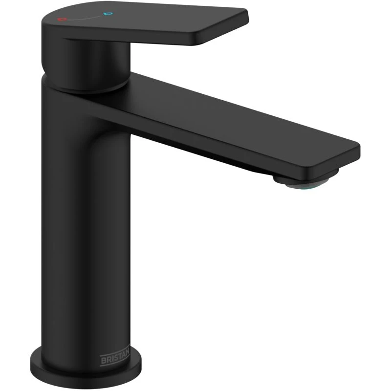 Image of Bristan Frammento Es Bas Black Eco Start Mono Basin Mixer Tap + Waste + Fixings