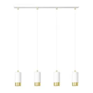 image of Fumiko White/Gold Bar Pendant Ceiling Light 4x GU10