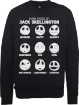 Image of Disney The Nightmare Before Christmas Jack Pumpkin Faces Black Sweatshirt - L - Black