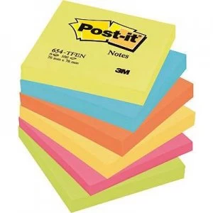 image of 3M Sticky note 7000033977 76mm x 76mm Ultra yellow, Ultra blue, Neon orange, Ultra pink, Neon green 600 sheet