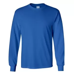 image of Gildan Mens Plain Crew Neck Ultra Cotton Long Sleeve T-Shirt (M) (Royal)