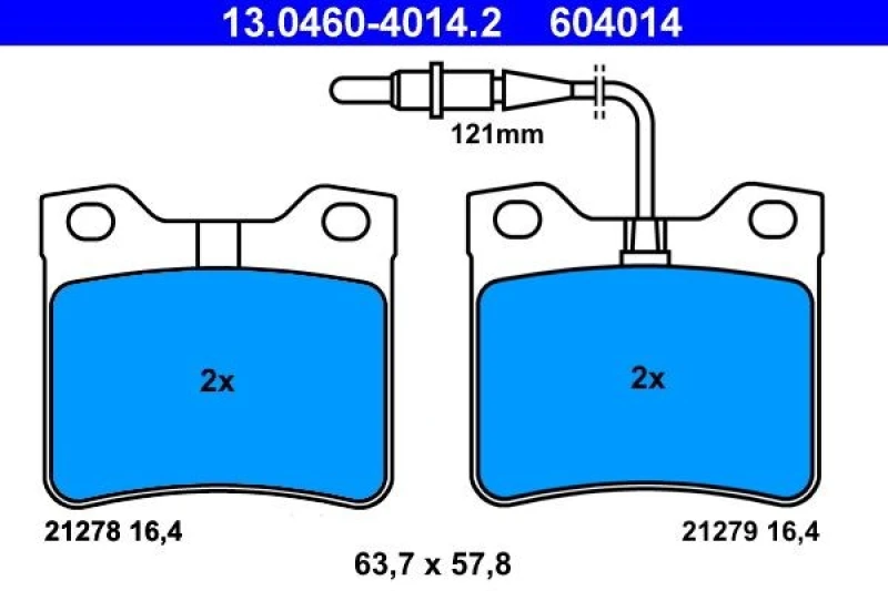Image of ATE 13.0460-4014.2 Brake pad set incl. wear warning contact Brake Pad Set,disc brake (402)