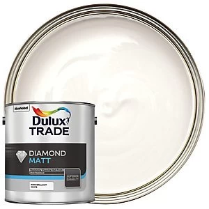 Image of Dulux Trade Diamond Matt Emulsion Paint - Pure Brilliant White 2.5L