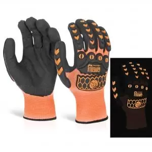 image of Beeswift Glovezilla Glow In The Dark Foam Nitrile Glove Orange M Pair